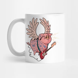 Pigs Rock! | Cute Tattoo Flying Pig playing guitar Mug